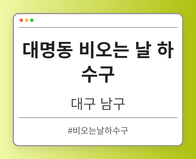 대명동 비오는 날 하수구 - 대구 남구 대명동 비오는 날 하수구 전문업체