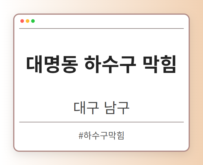 대명동 하수구 막힘 - 대구 남구 대명동 하수구 막힘 전문업체