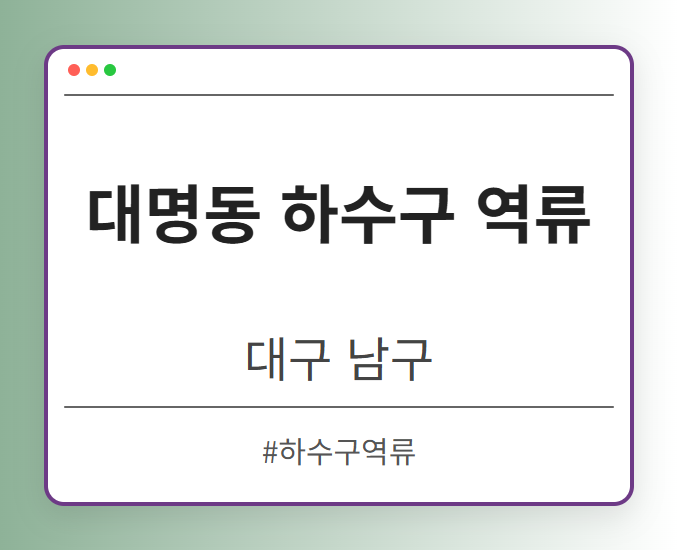 대명동 하수구 역류 - 대구 남구 대명동 하수구 역류 전문업체