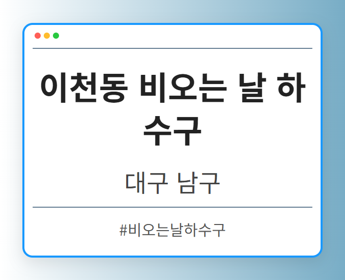 이천동 비오는 날 하수구 - 대구 남구 이천동 비오는 날 하수구 전문업체